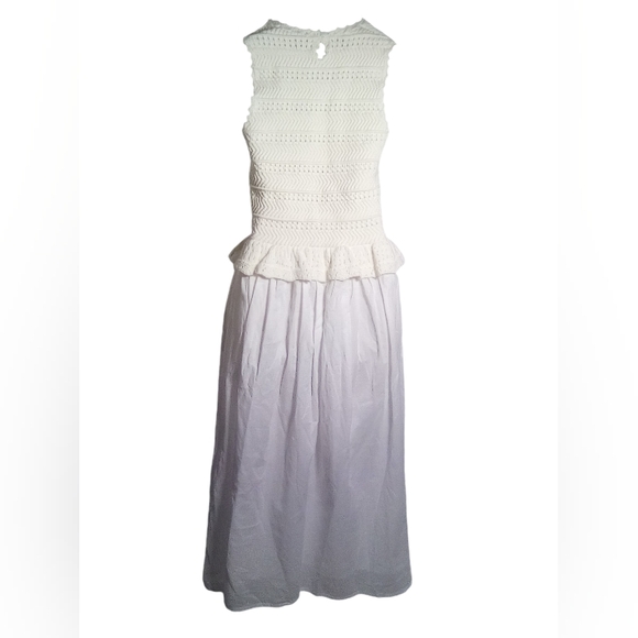 Banjanan Heather Cream Round Neck Crochet Cotton Pocket Maxi Dress Size XS - Picture 5 of 7
